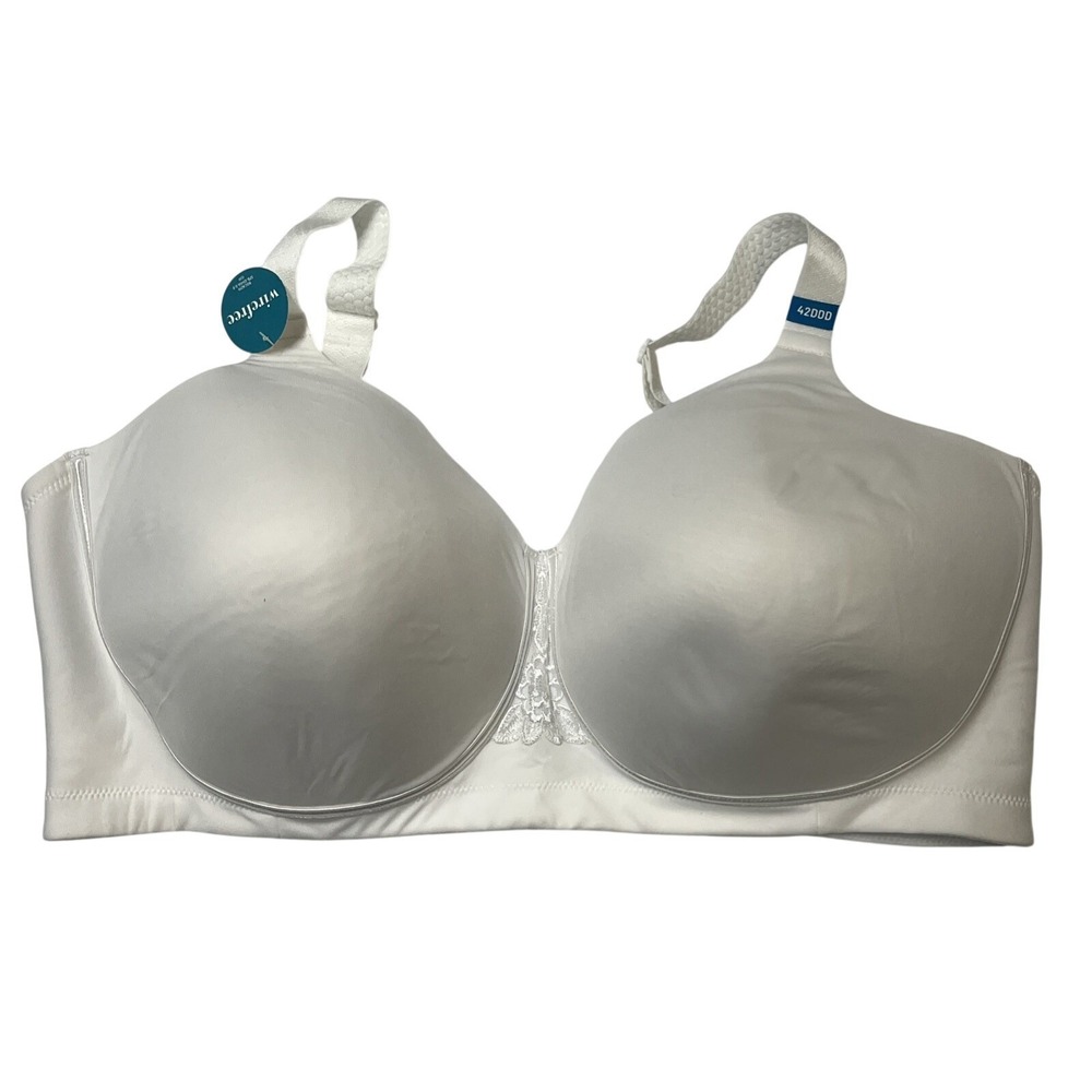 Vanity Fair Bra Womens 42DDD White Wirefree Padded Lace Detail Comfort Neutral